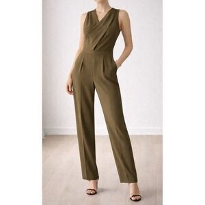 Modern Olive Green Wrap Jumpsuit Modern Minimalist Express Womens 8